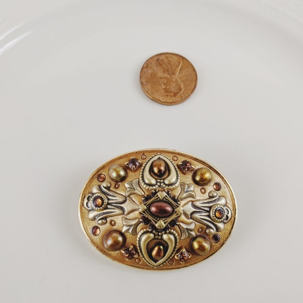 Vintage Michal Golan Gold Garnet Pendant Brooch